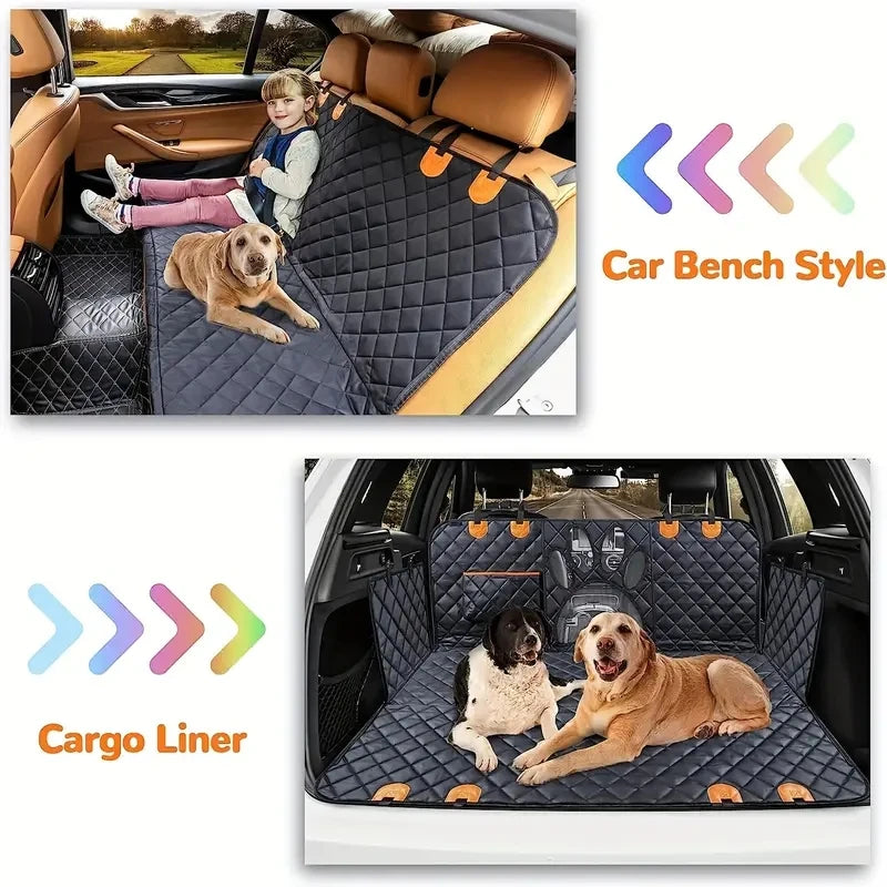 Waterproof Car Seat Cover for Dogs – Rear Seat Hammock with Mesh Window