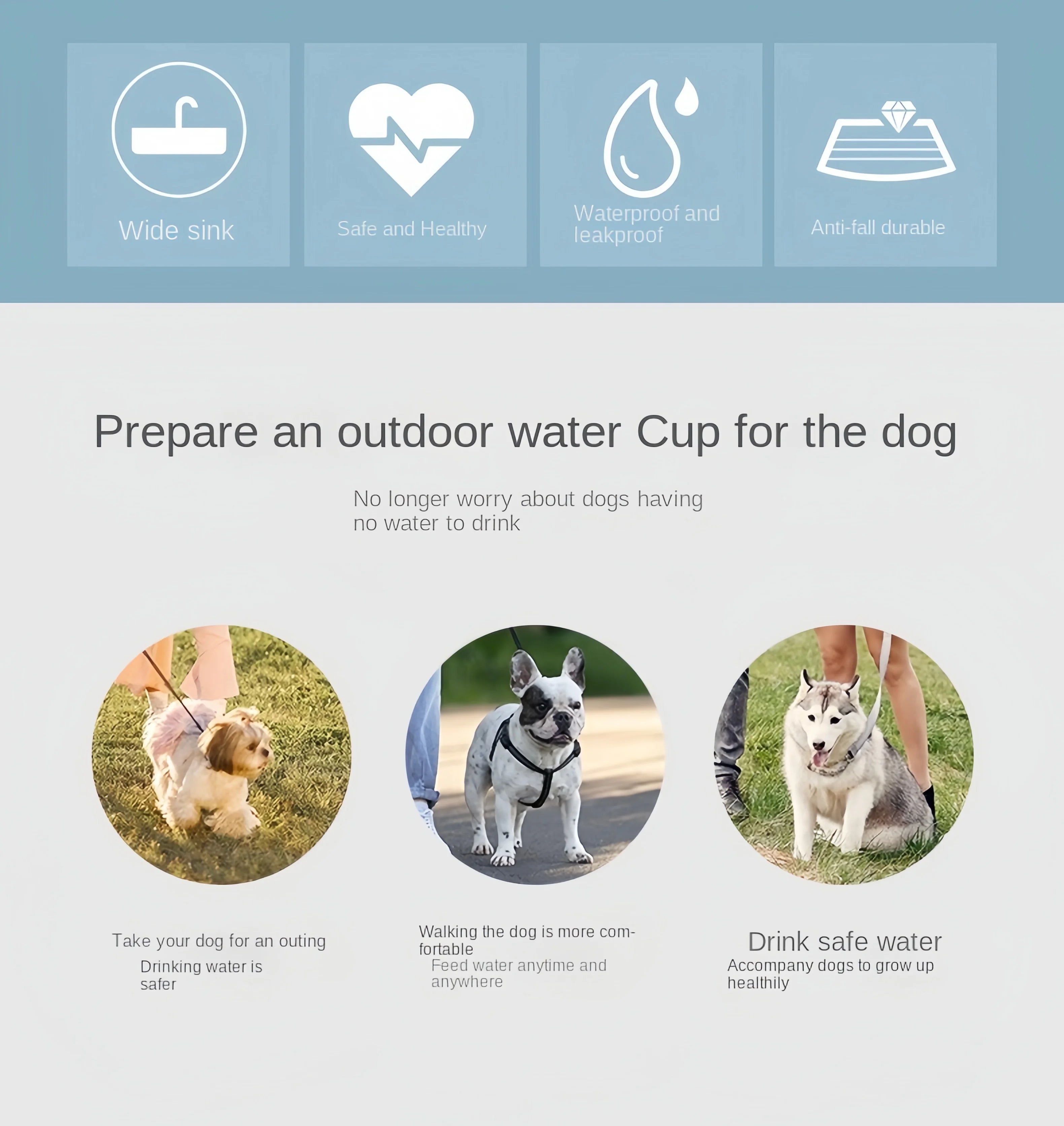 Portable Pet Water Bottle – Travel Water & Food Dispenser for Dogs & Cats