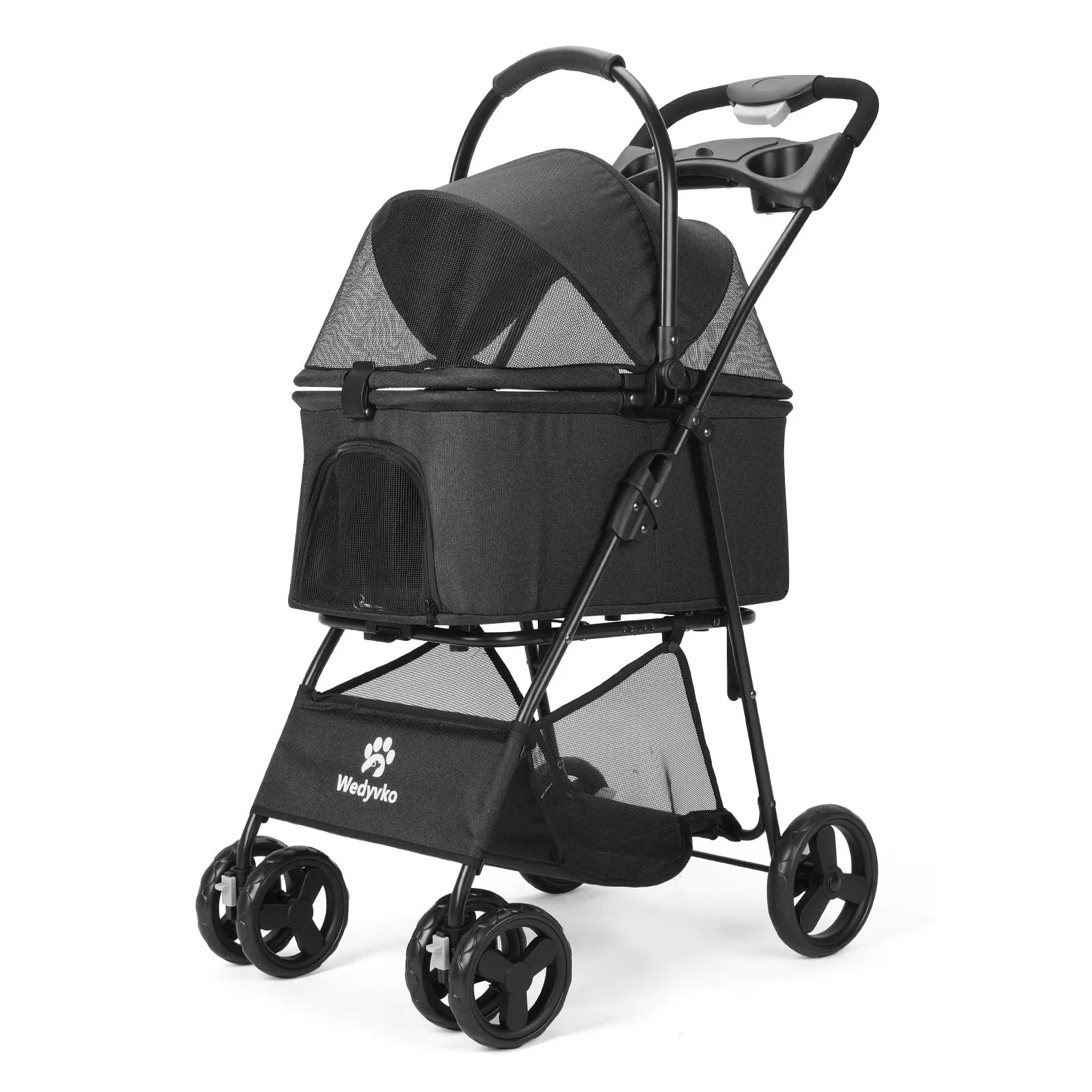 3-in-1 Foldable Pet Stroller with Detachable Carrier – All-Terrain, Waterproof