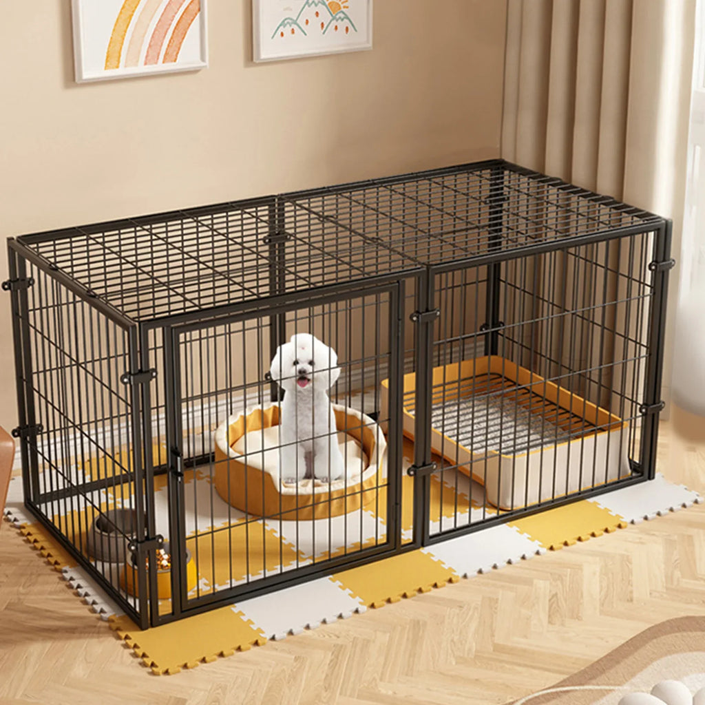 WizePet 48-Inch Heavy-Duty Wire Dog Crate | Easy Assembly Pet Kennel Cage