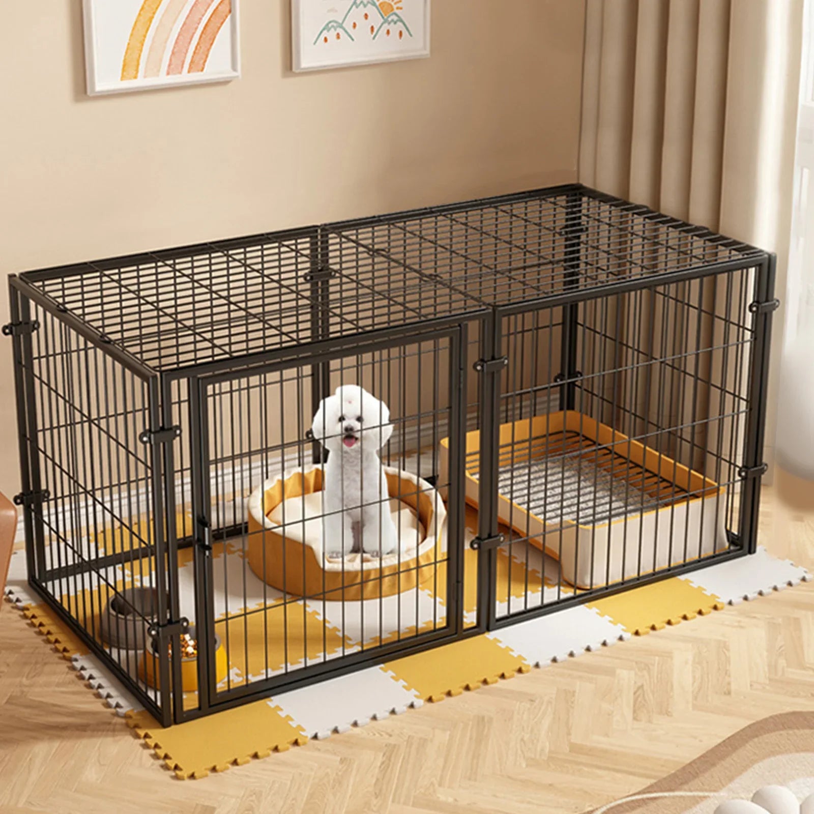 WizePet 48-Inch Heavy-Duty Wire Dog Crate | Easy Assembly Pet Kennel Cage