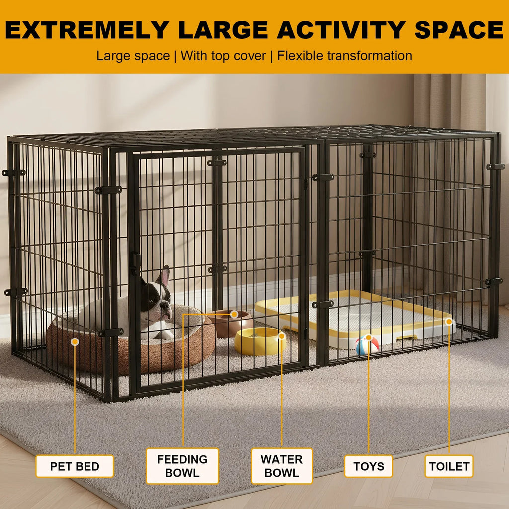 WizePet 48-Inch Heavy-Duty Wire Dog Crate | Easy Assembly Pet Kennel Cage