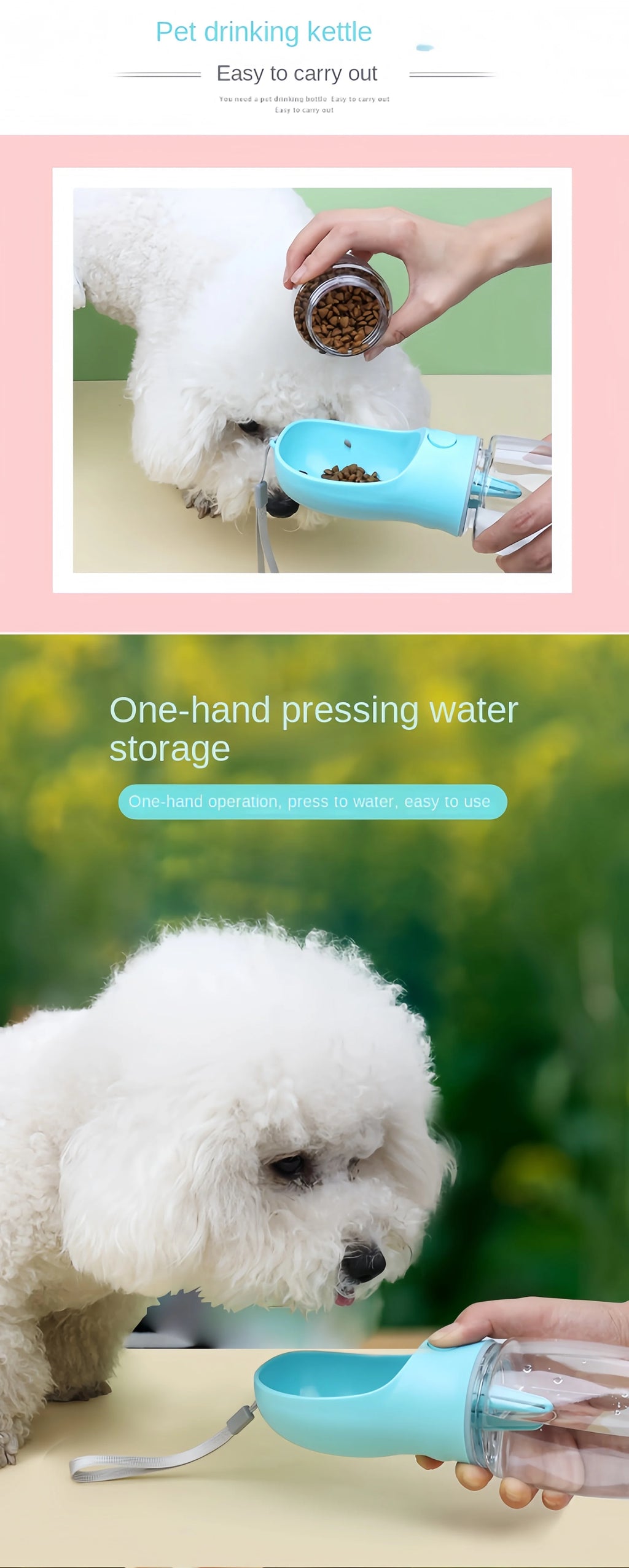 Portable Pet Water Bottle – Travel Water & Food Dispenser for Dogs & Cats
