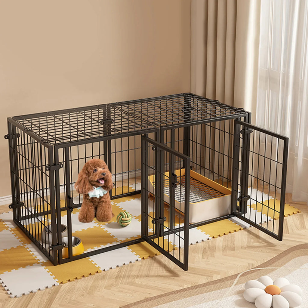 WizePet 48-Inch Heavy-Duty Wire Dog Crate | Easy Assembly Pet Kennel Cage