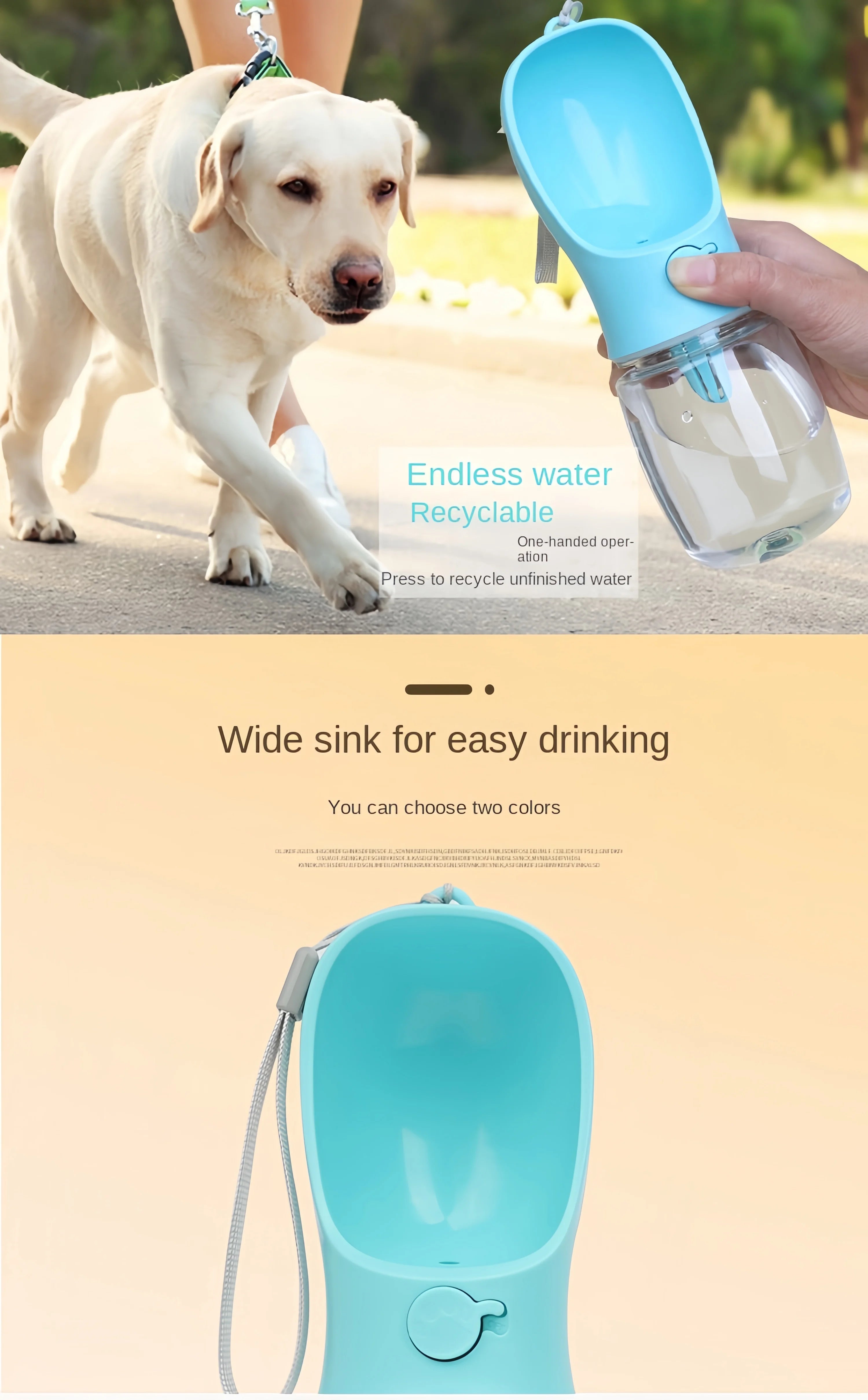 Portable Pet Water Bottle – Travel Water & Food Dispenser for Dogs & Cats