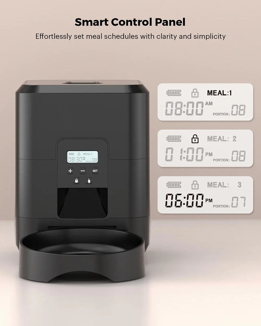 WizePet Automatic Pet Feeder with Timer & LCD Display – Portion Control Pet Food Dispenser for Cats & Small Dogs