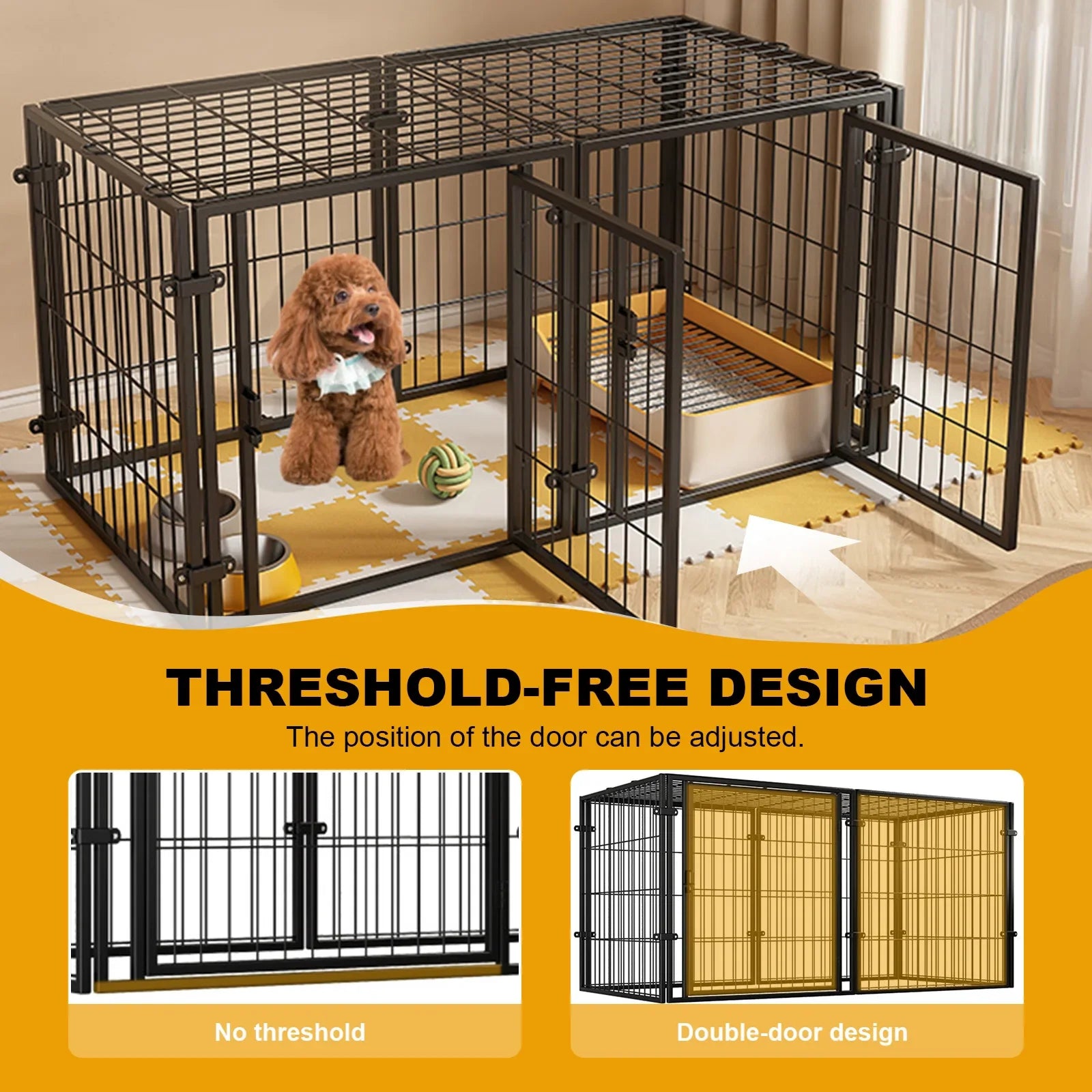 WizePet 48-Inch Heavy-Duty Wire Dog Crate | Easy Assembly Pet Kennel Cage