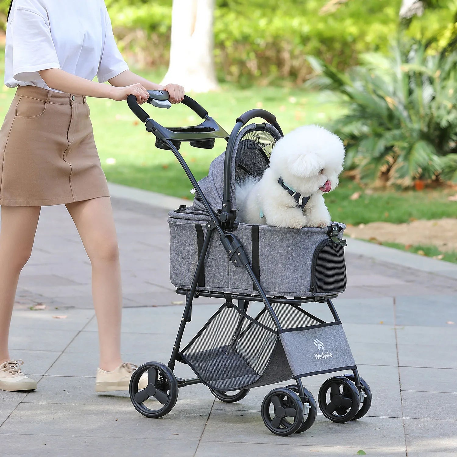 3-in-1 Foldable Pet Stroller with Detachable Carrier – All-Terrain, Waterproof