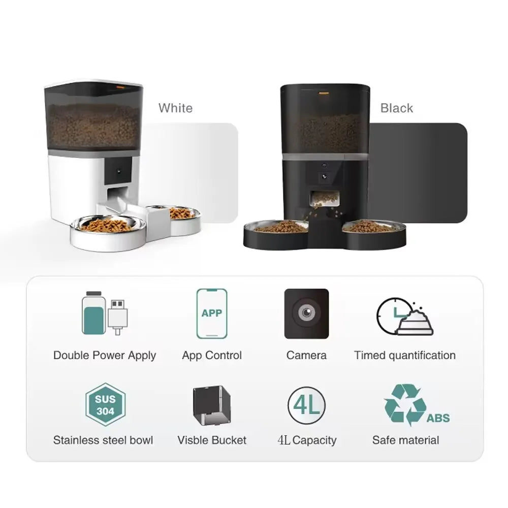 4L Automatic Pet Feeder with Camera – Mid-Size Smart Feeder for Cats & Dogs