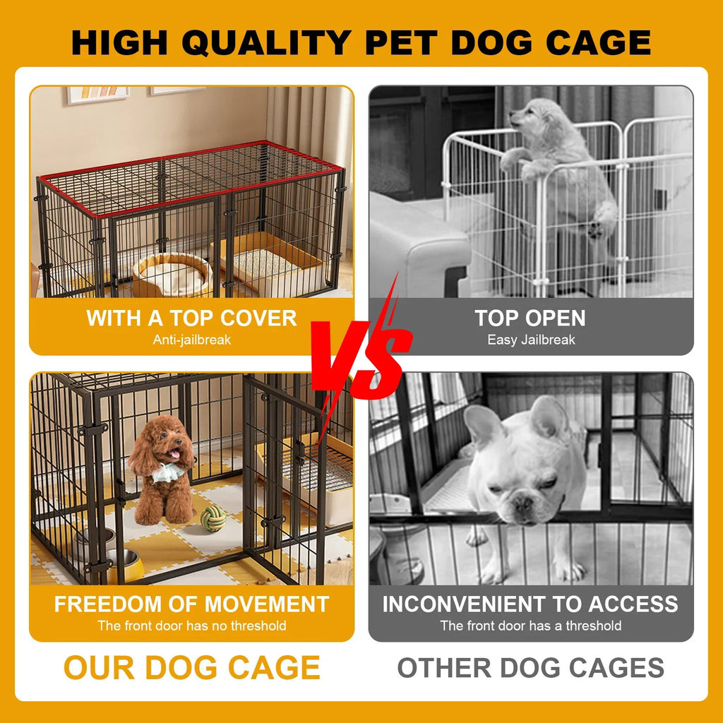 WizePet 48-Inch Heavy-Duty Wire Dog Crate | Easy Assembly Pet Kennel Cage