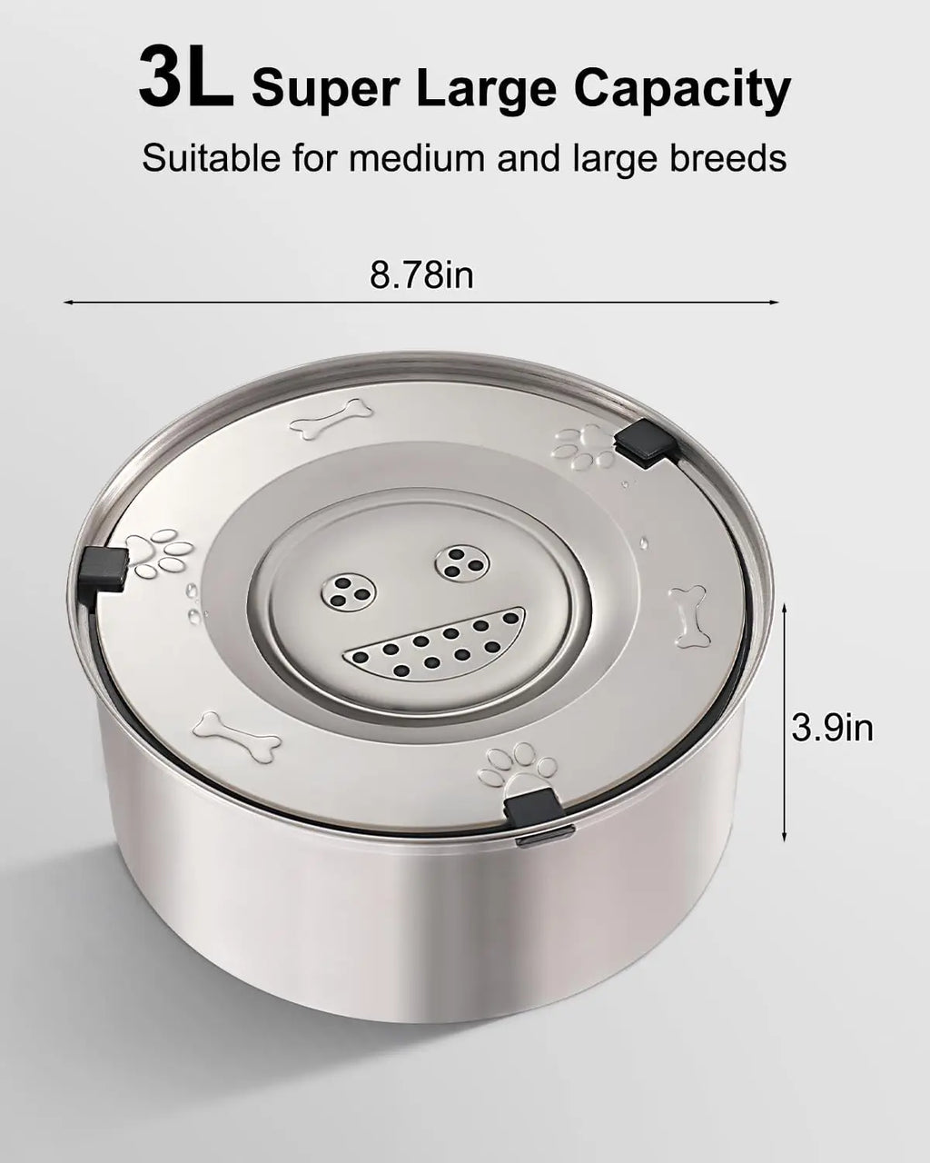 WizePet 1L Stainless Steel No-Spill Dog Water Bowl