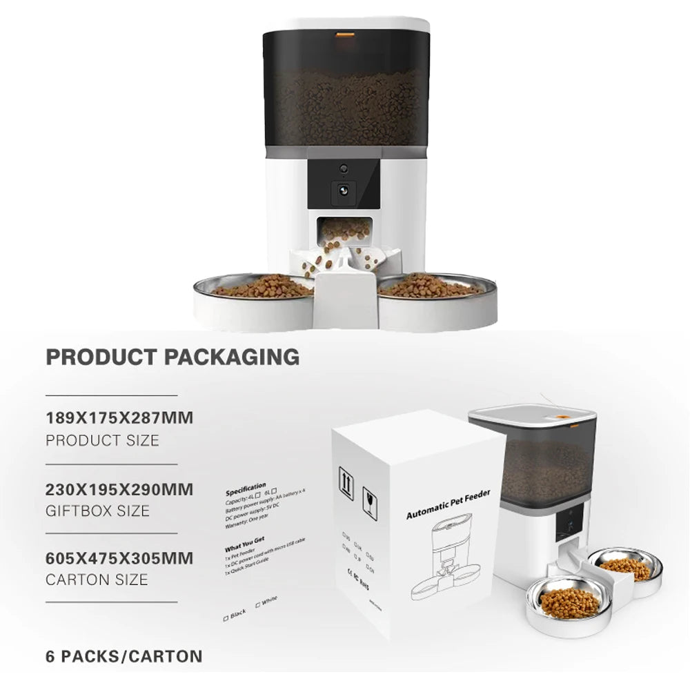 4L Automatic Pet Feeder with Camera – Mid-Size Smart Feeder for Cats & Dogs