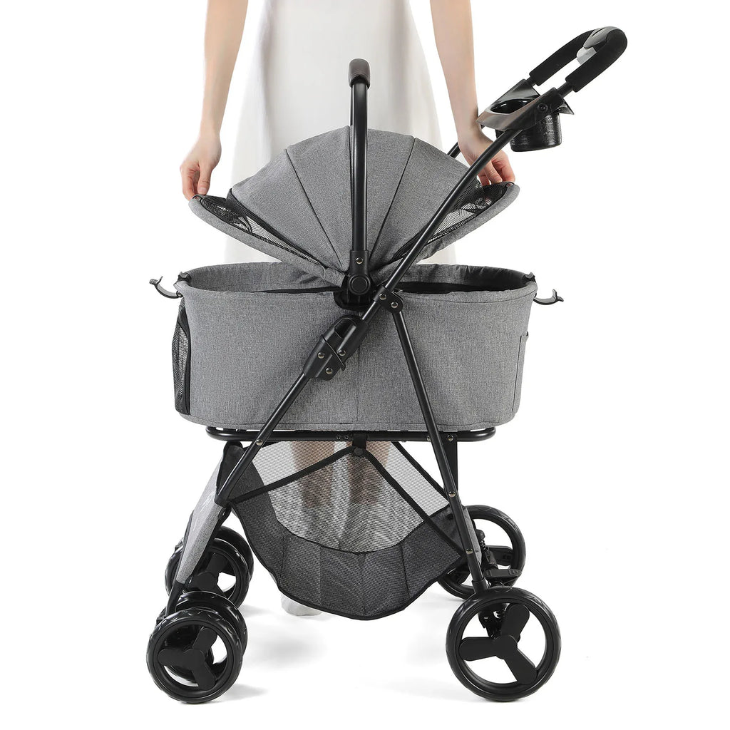 3-in-1 Foldable Pet Stroller with Detachable Carrier – All-Terrain, Waterproof