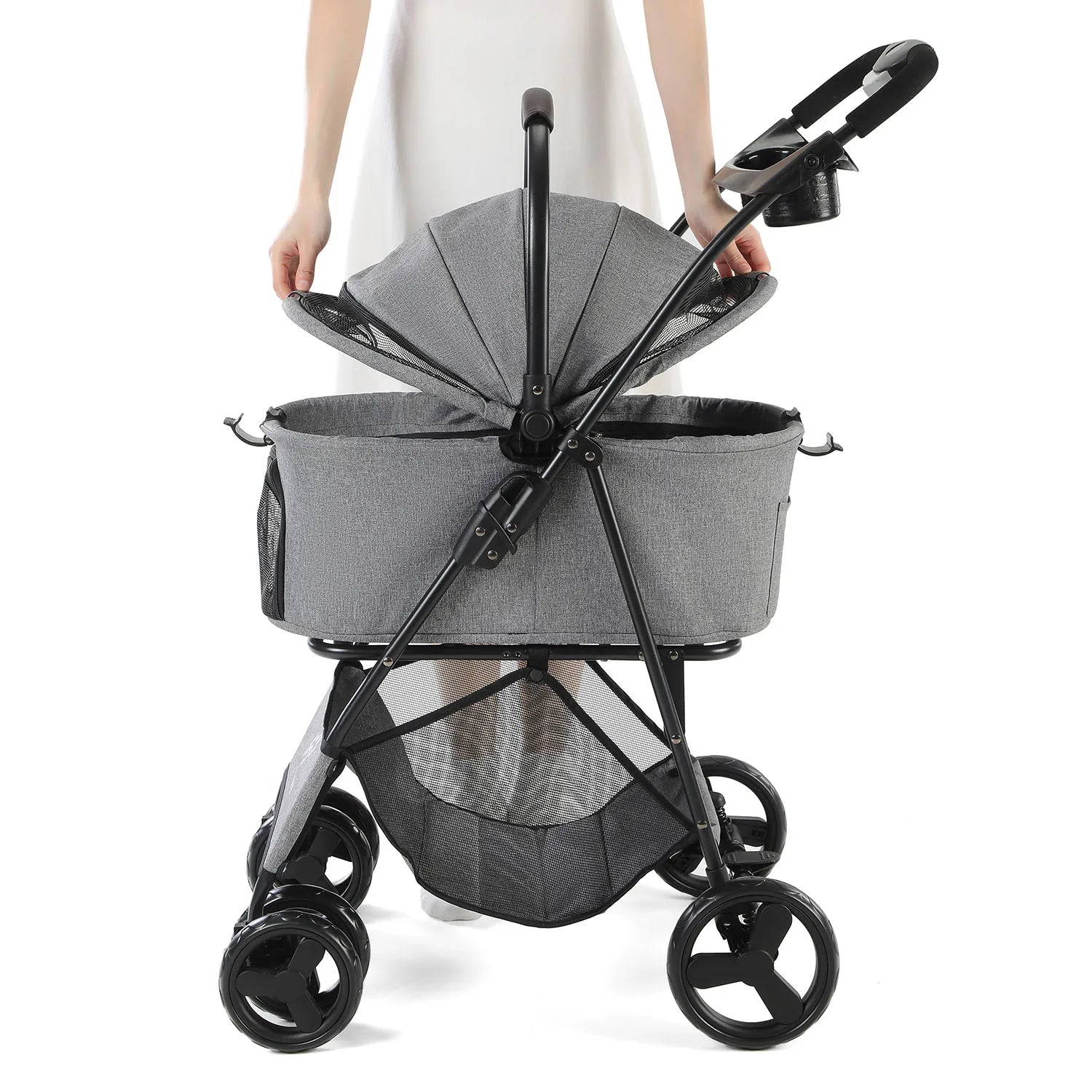 3-in-1 Foldable Pet Stroller with Detachable Carrier – All-Terrain, Waterproof