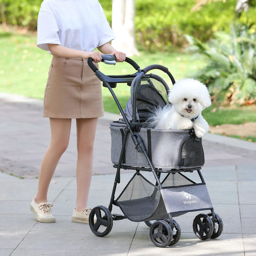 3-in-1 Foldable Pet Stroller with Detachable Carrier – All-Terrain, Waterproof