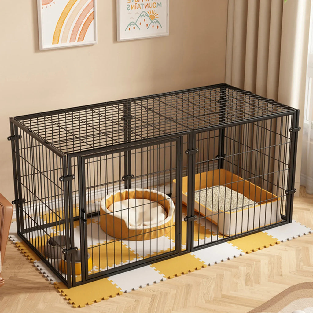WizePet 48-Inch Heavy-Duty Wire Dog Crate | Easy Assembly Pet Kennel Cage