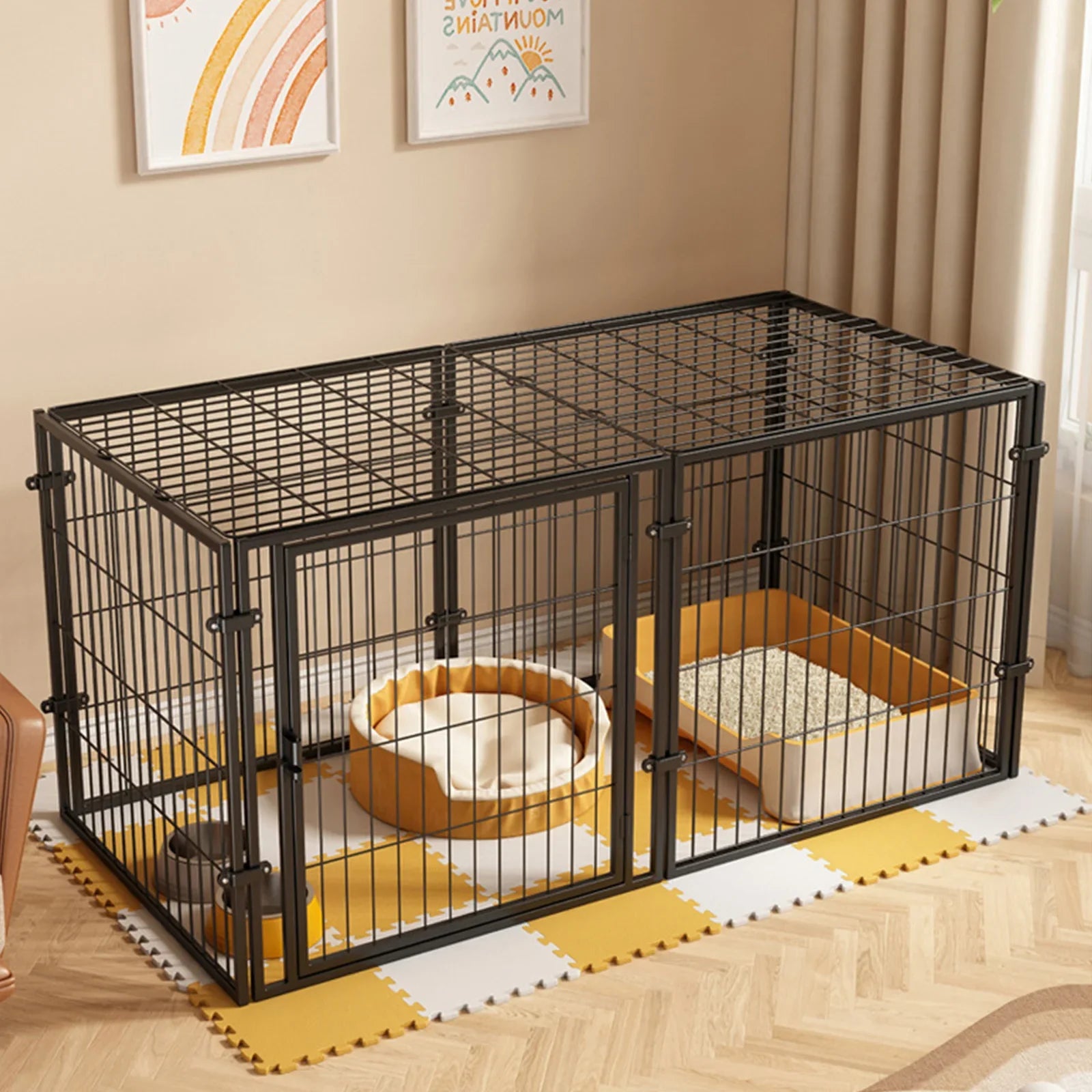 WizePet 48-Inch Heavy-Duty Wire Dog Crate | Easy Assembly Pet Kennel Cage