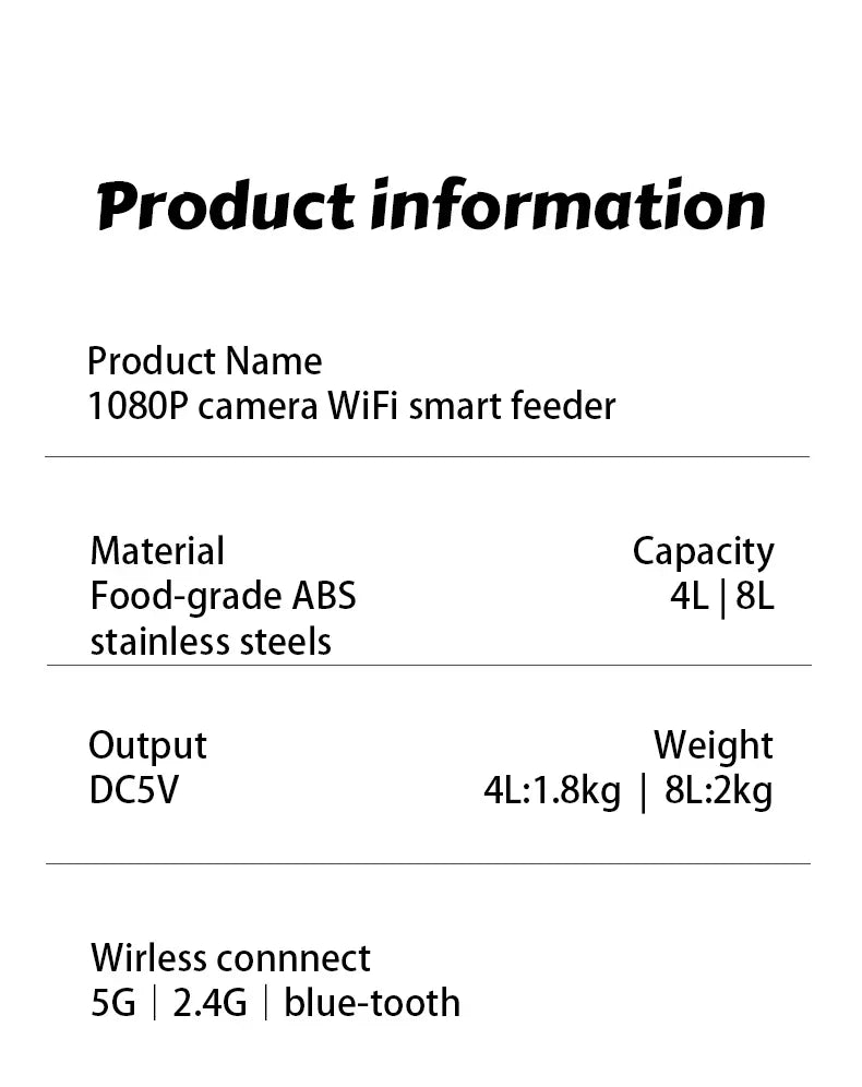 WizePet 8L Smart Automatic Pet Feeder
