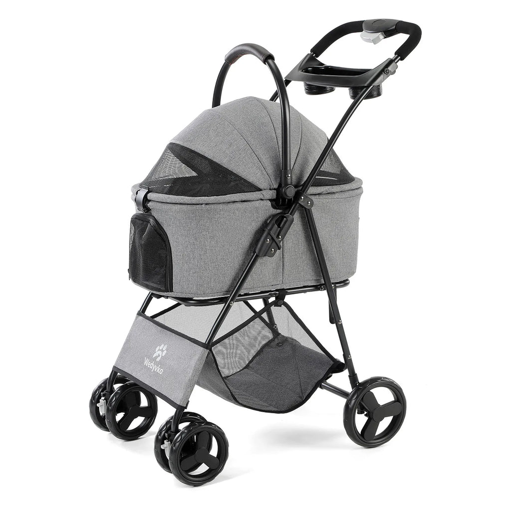 3-in-1 Foldable Pet Stroller with Detachable Carrier – All-Terrain, Waterproof