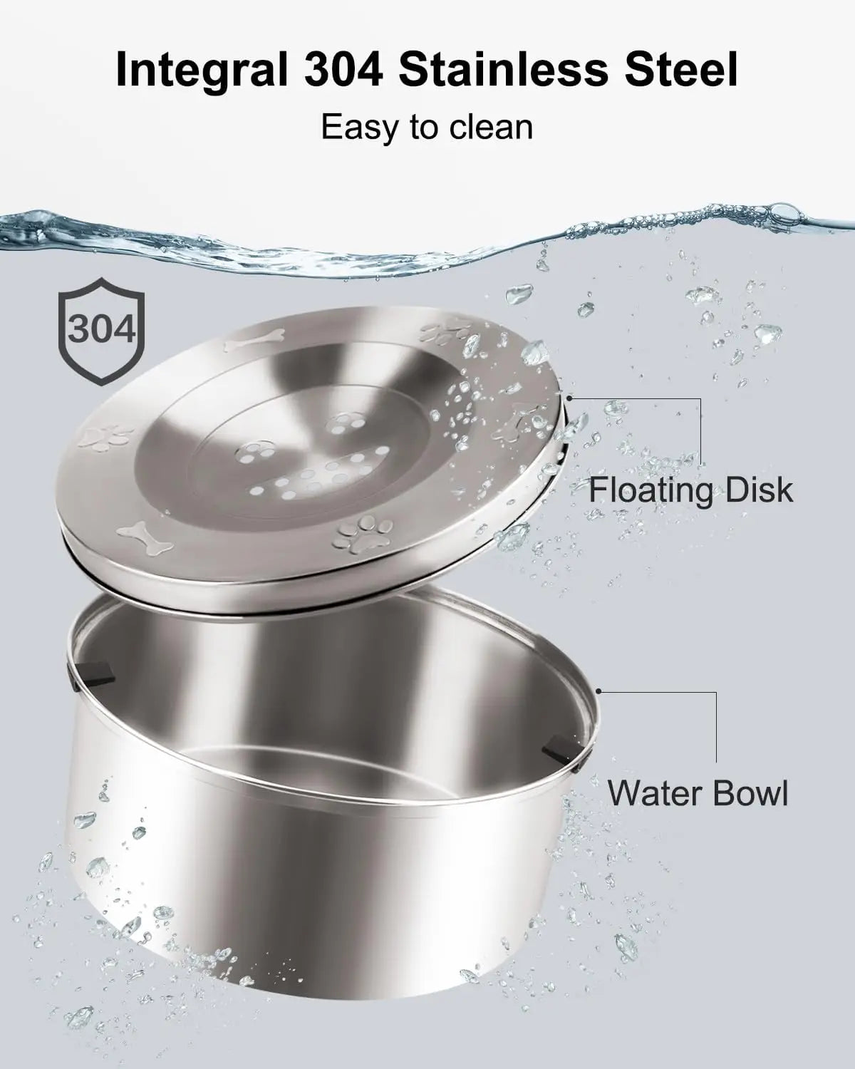 WizePet 1L Stainless Steel No-Spill Dog Water Bowl