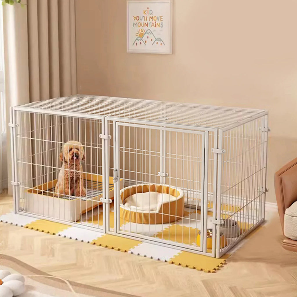 WizePet 48-Inch Heavy-Duty Wire Dog Crate | Easy Assembly Pet Kennel Cage