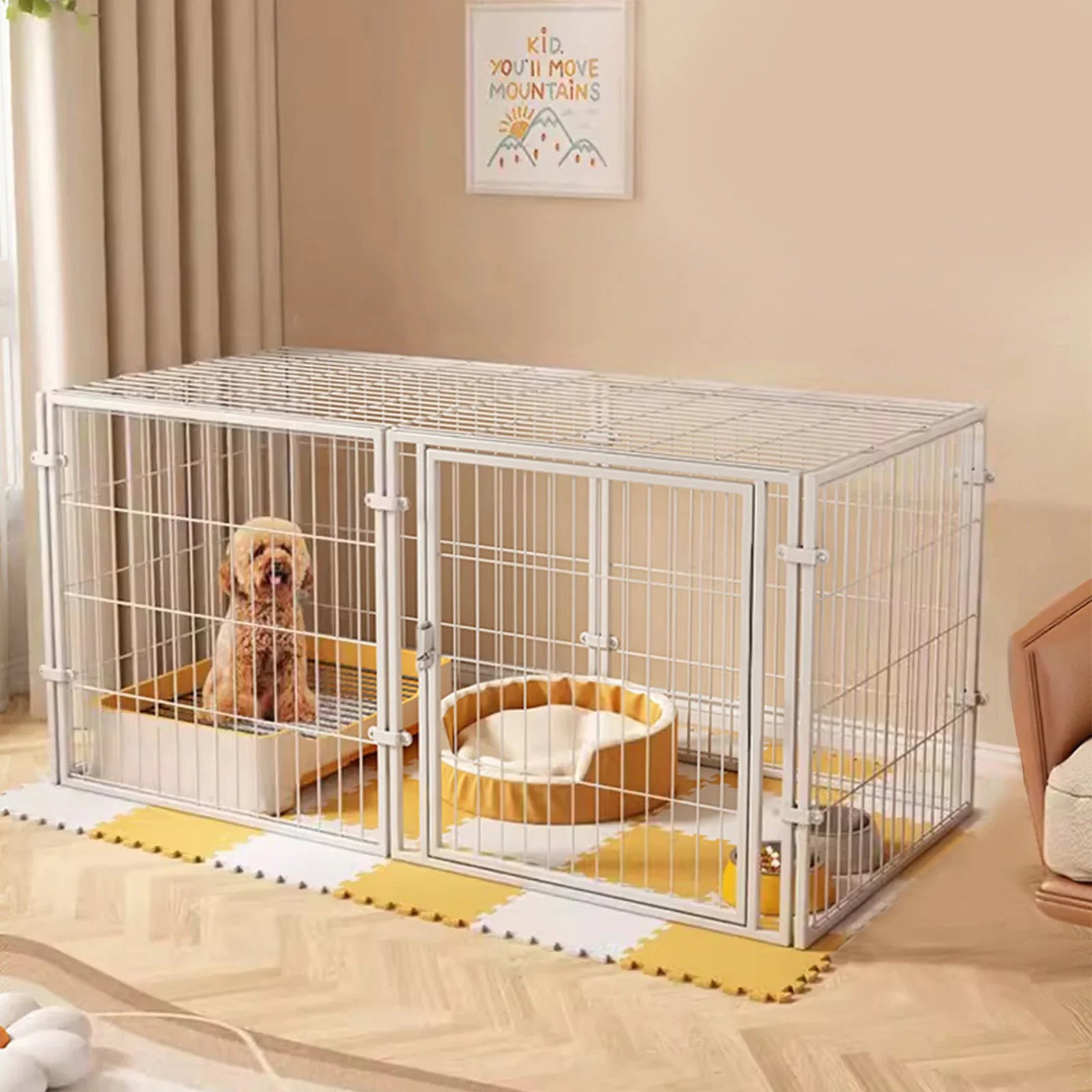 WizePet 48-Inch Heavy-Duty Wire Dog Crate | Easy Assembly Pet Kennel Cage