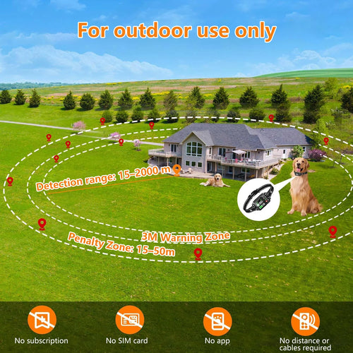 GPS Wireless Dog Fence – Electric Satellite Pet Containment System (15m–2000m)