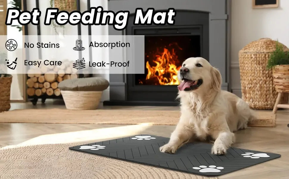 Waterproof Pet Feeding Mat – Non-Slip Absorbent Placemat for Dog & Cat Bowls